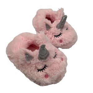 Capelli Of New York Pink Faux Fur Slip On Unicorn Slippers Size S Toddler Girl